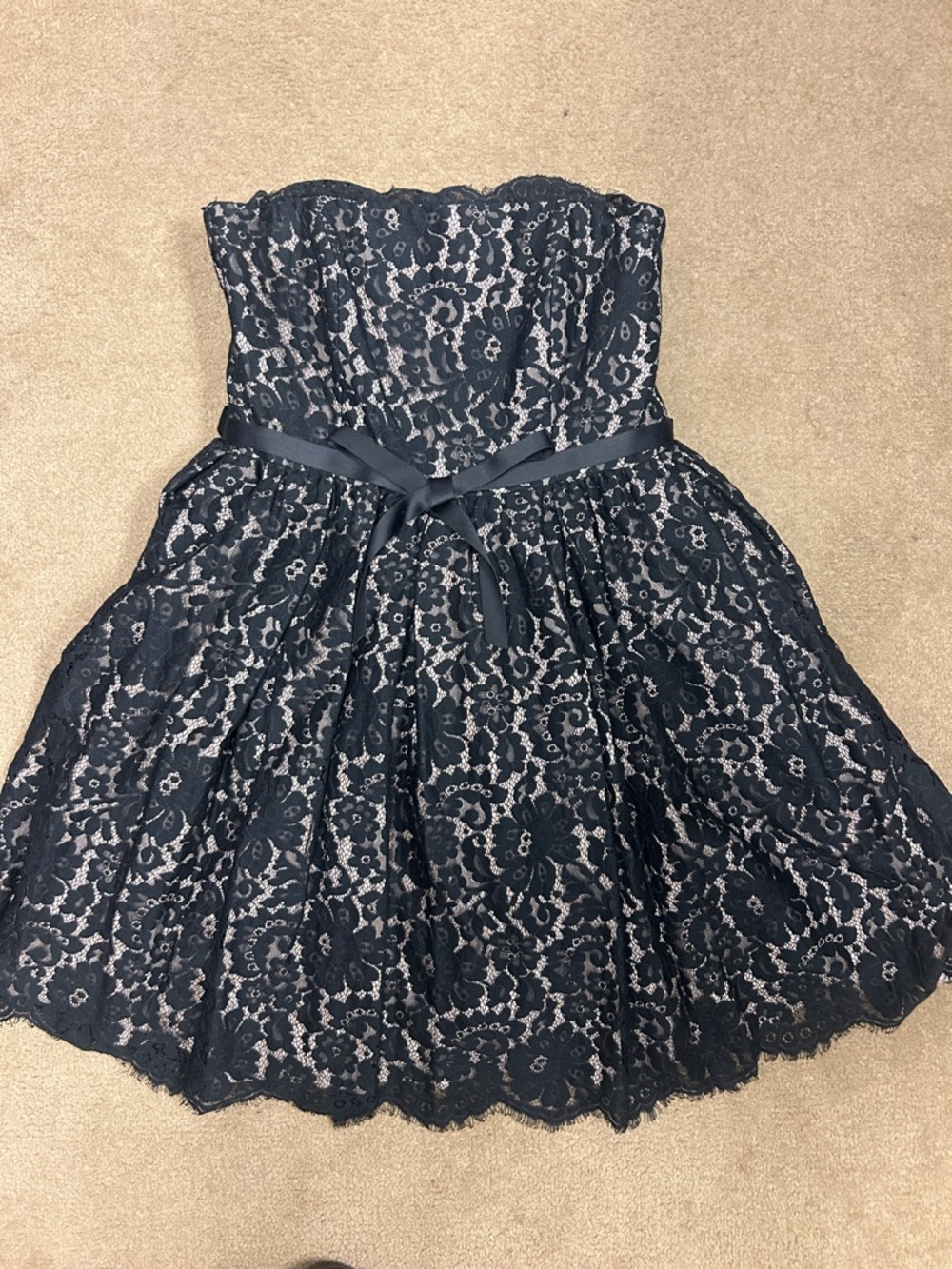 Robert Rodriguez Neiman Marcus Black Lace Strapless Prom Dress Size 12 Like New!